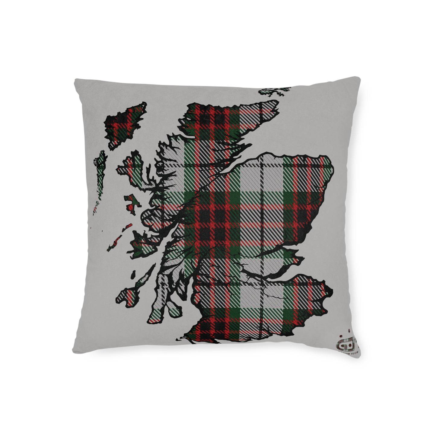 Reversible Square Cushion : Stag / Scotland Map - Fraser Tartan, Various Sizes