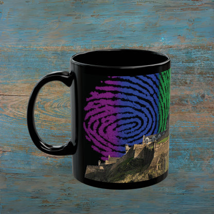 Edinburgh Castle Pride Fingerprint Sky Photo Mug, Black