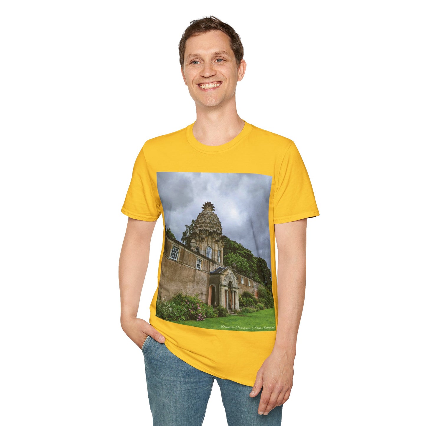 Dunmore Pineapple Photo Softstyle T-Shirt, Unisex Tee, Scotland Shirt, Scottish Landmark, Nature, Scenery, Various Colours