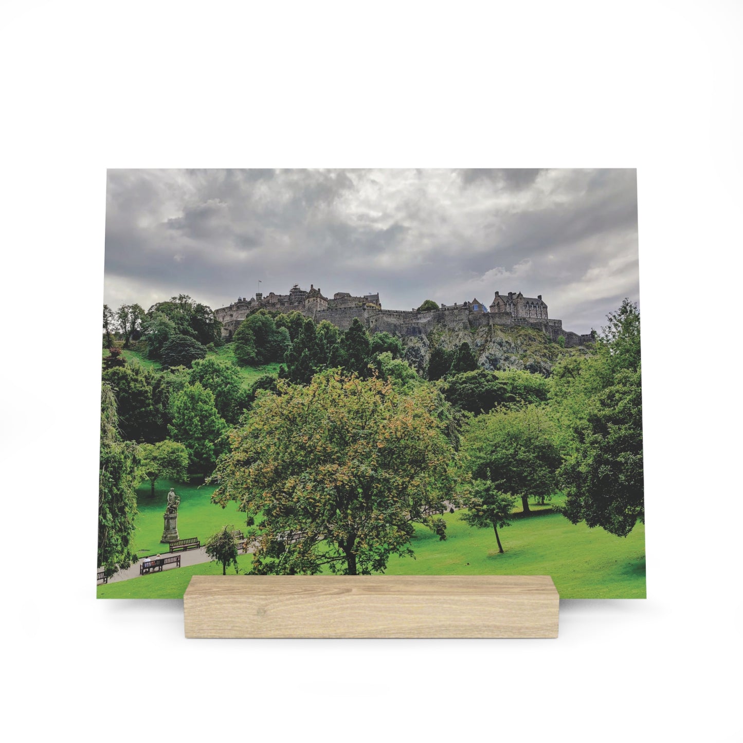 Photo Collection Gallery Stand Princes Street Gardens & Edinburgh Castle, Oak Picture Stand, Scotland Art, Scenery, Landmarks, Various Sizes