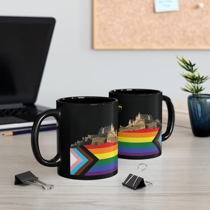 Pride Progress Rock Edinburgh Castle Photo Mug, Black