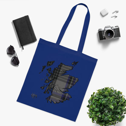 Reversible Scotland Tartan Map Cotton Tote Bag - Hood Tartan