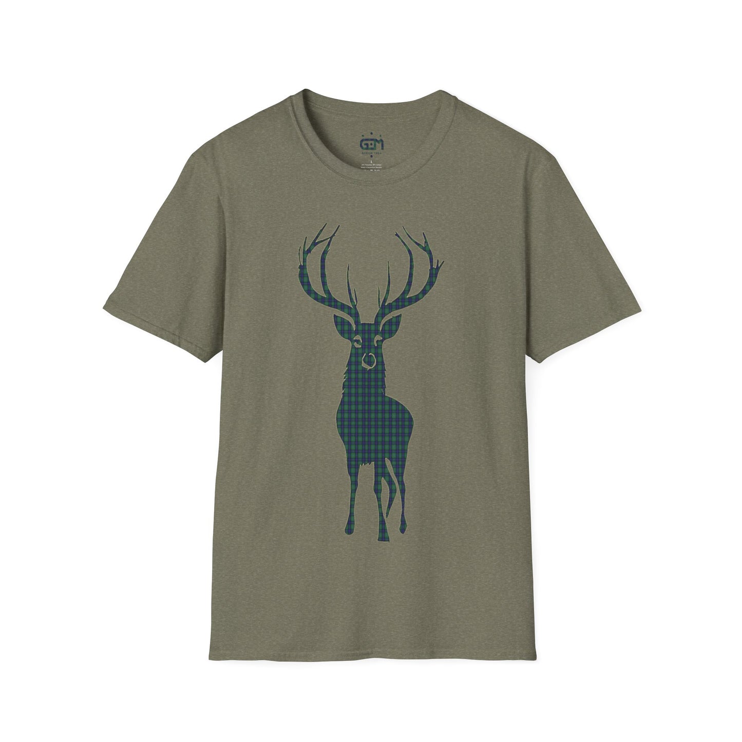 Tartan Stag Softstyle T-Shirt - Douglas Tartan, Unisex Tee, Scottish Scenery, Various Colours