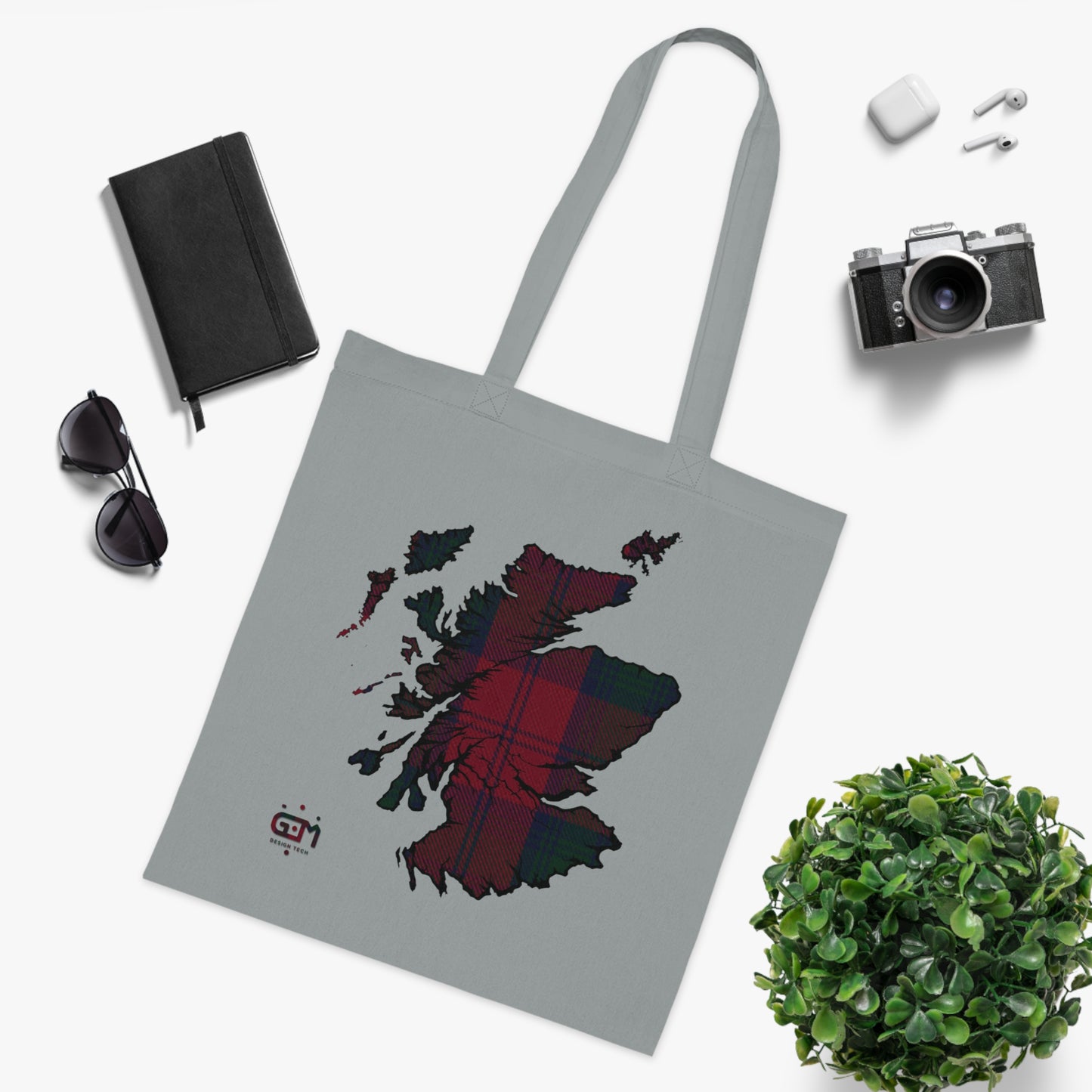 Reversible Scotland Tartan Map Cotton Tote Bag - Lindsay Tartan