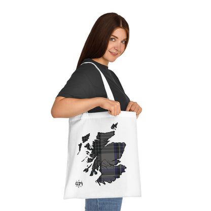 Reversible Scotland Tartan Map Cotton Tote Bag - Hood Tartan