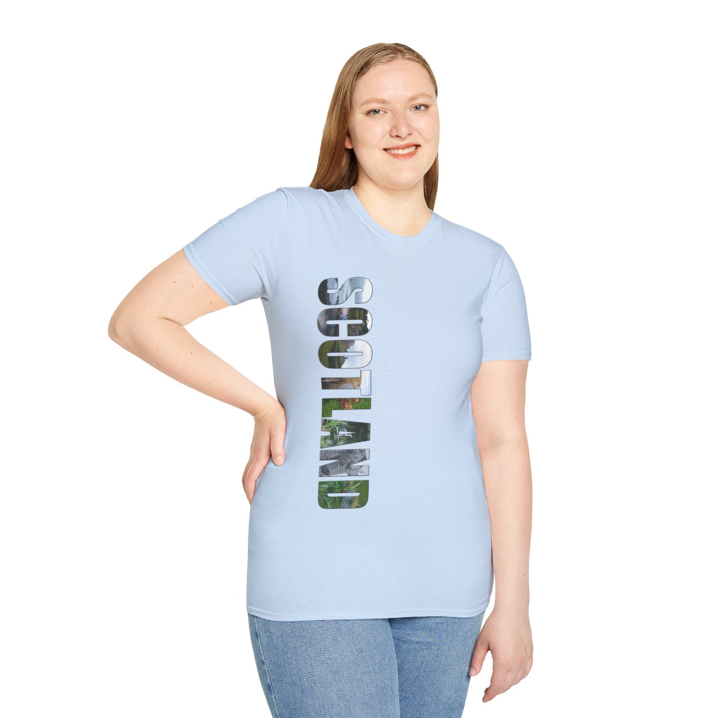 Scotland Photo Lettering Softstyle Unisex T-Shirt, Scottish Landmark Shirt