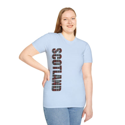 Scotland Lettering Stewart Tartan Softstyle T-Shirt, Unisex Tee, Various Colours