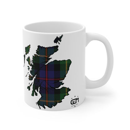 Farquharson Tartan Scotland Map Mug, Coffee Cup, Tea Cup, Scotland, White