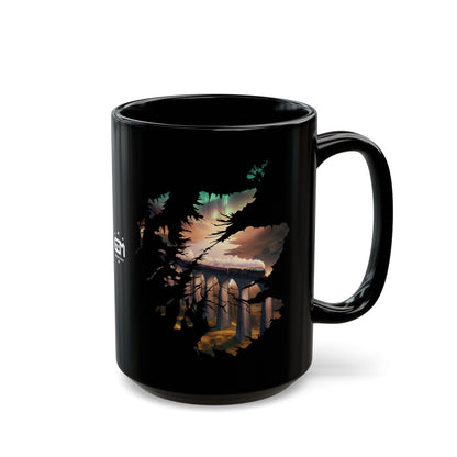 Glenfinnan Viaduct Scotland Map Mug, Coffee Cup, Tea Cup, Scottish Art, Scottish Landmarks, Scottish Nature, Black