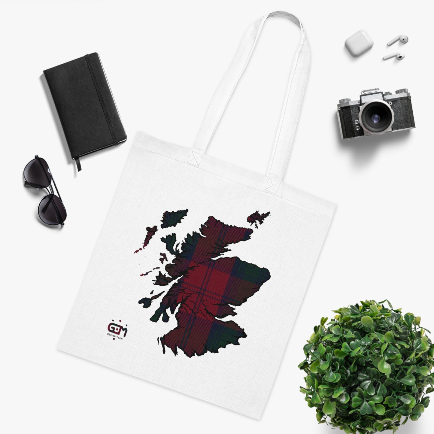 Reversible Scotland Tartan Map Cotton Tote Bag - Lindsay Tartan