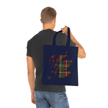 Reversible Scotland Tartan Map Cotton Tote Bag - Stewart Royal Tartan