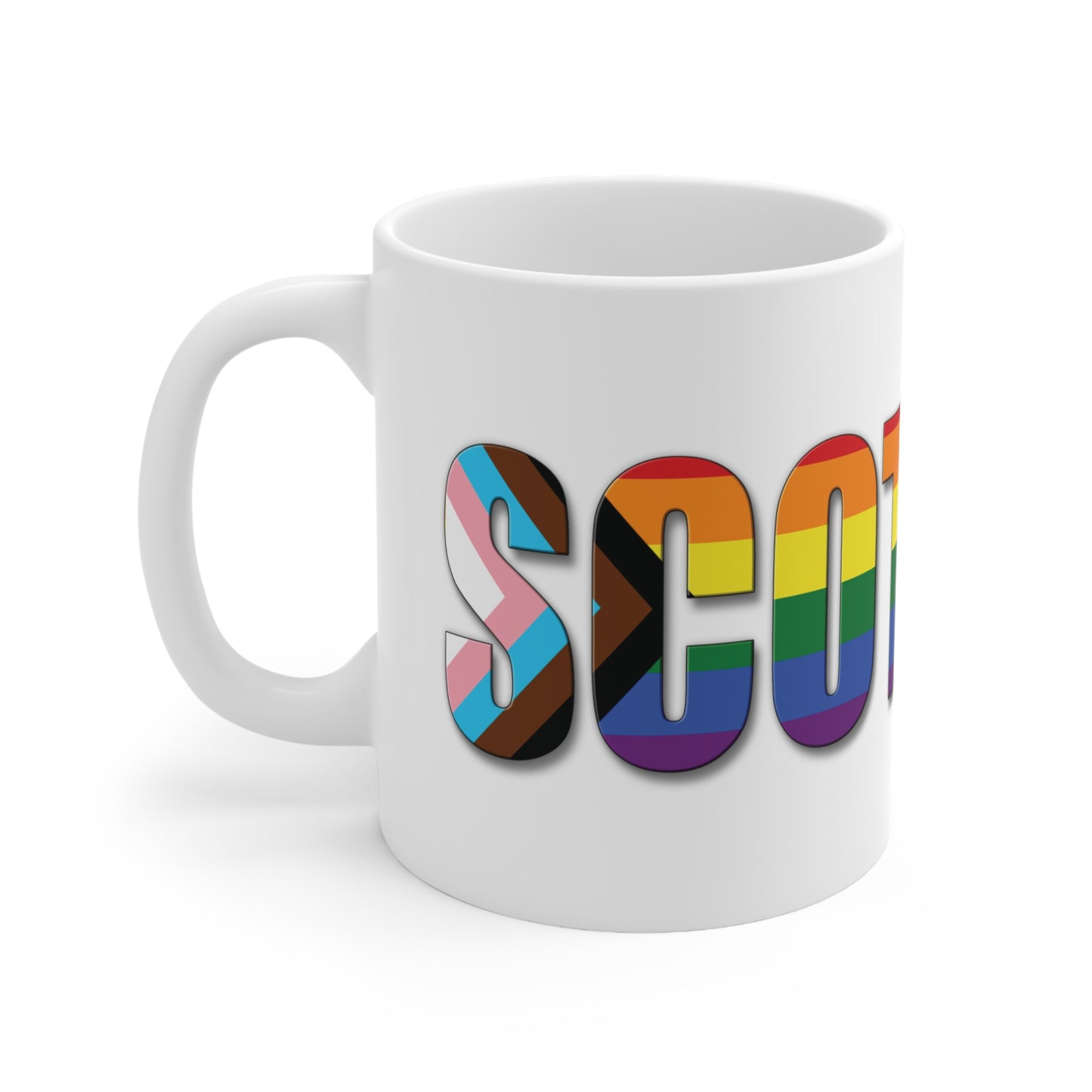 Scotland Lettering Pride Progress Mug, White