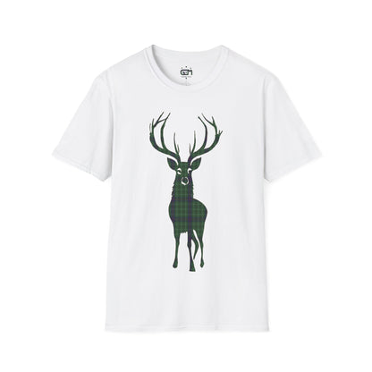 Tartan Stag Softstyle T-Shirt - Duncan Tartan, Unisex Tee, Scottish Scenery, Various Colours