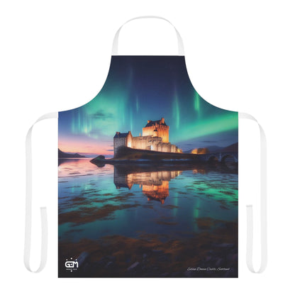 Eilean Donan Castle Northern Lights Apron, Scottish Art, Scottish Landmarks, Scottish Nature, Cooking Apparel, Chef Accessory