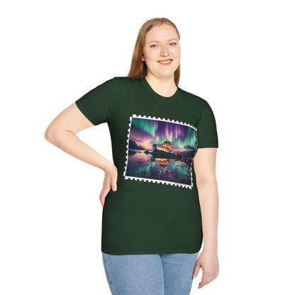 Postcard Eilean Donan Castle Art Softstyle T-Shirt, Unisex Tee, Scotland Shirt, Various Colours