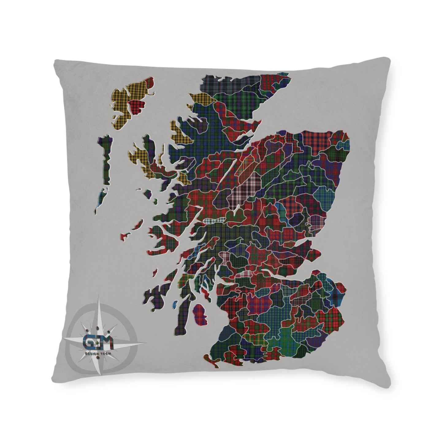 Reversible Square Cushion : Scottish Map of Clans Tartan, Various Sizes