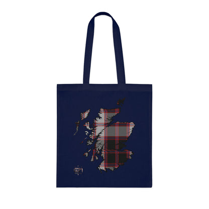 Reversible Scotland Tartan Map Cotton Tote Bag - MacPherson Tartan