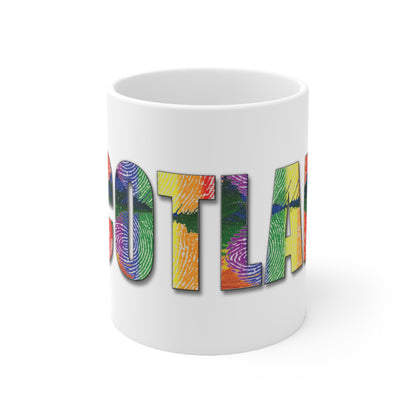 Scotland Lettering Pride Fingerprint Mug, Coffee Cup, Tea Cup, White