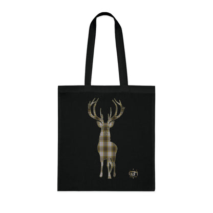 Reversible Scotland Tartan Stag Cotton Tote Bag - Buchanan Tartan