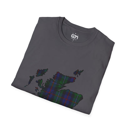 Scotland Tartan Map Softstyle Unisex T-Shirt - Argyle Tartan Tee