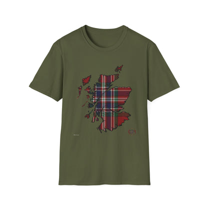 Tartan Scotland Map Softstyle Unisex T-Shirt - MacFarlane Tartan Tee