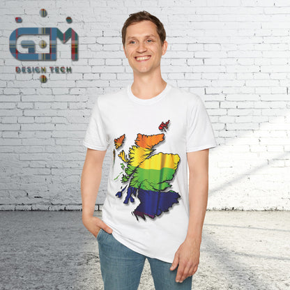 Pride Flag Scotland Map Unisex T-Shirt, Various Colours