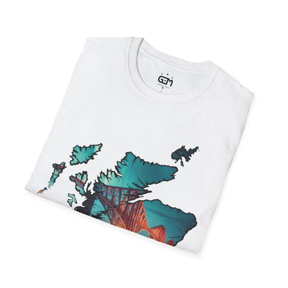 Forth Rail Bridge Scotland Map Softstyle T-Shirt, Unisex Tee, Scotland Shirt, Scottish Landmark, Nature, Scenery, Various Colours