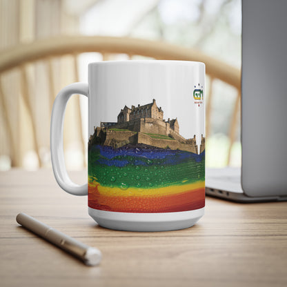 Pride Rain Rock Edinburgh Castle Photo Mug, White