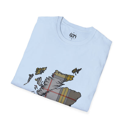 Scotland Tartan Map Softstyle Unisex T-Shirt - Buchanan Dress Tartan Tee