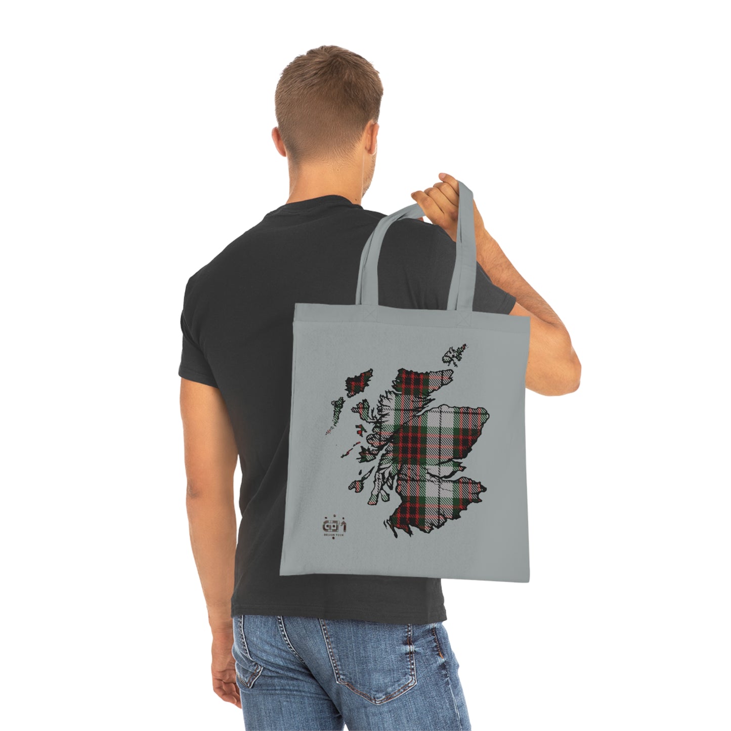 Reversible Scotland Tartan Map Cotton Tote Bag - Fraser Tartan