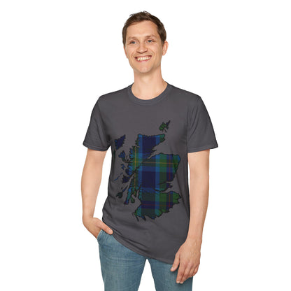 Scotland Tartan Map Softstyle Unisex T-Shirt, Miller Tartan, Various Colours