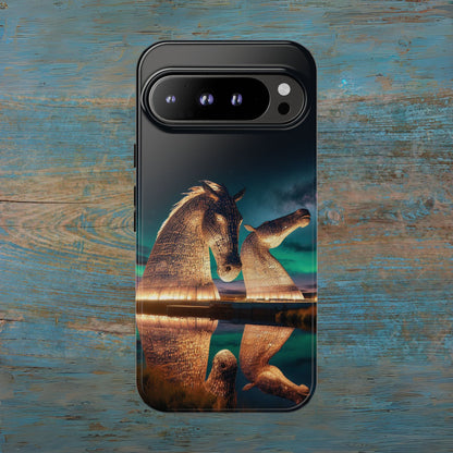 Kelpies Northern Lights Art Phone Case, Scotland, Google