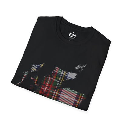 Scotland Tartan Map Softstyle Unisex T-Shirt, Stewart Dress Tartan, Various Colours