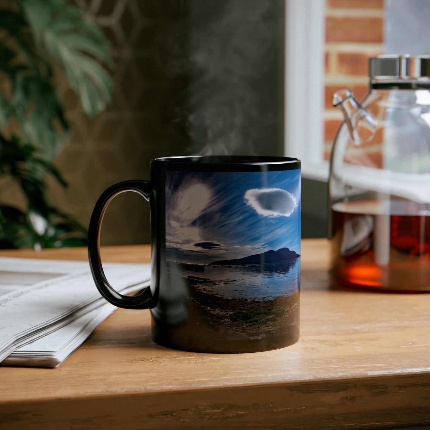 Holy Isle from Arran Photo Mug, Black