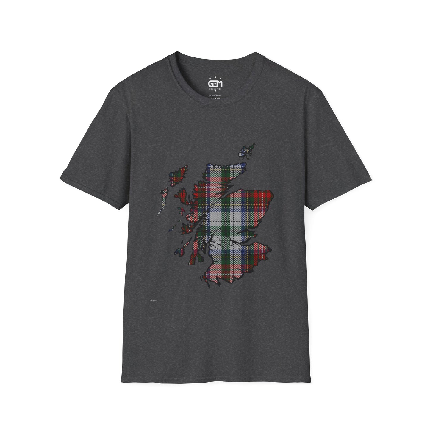 Scotland Tartan Map Softstyle Unisex T-Shirt - Stewart Tartan Tee