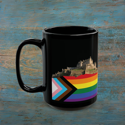 Pride Progress Rock Edinburgh Castle Photo Mug, Black