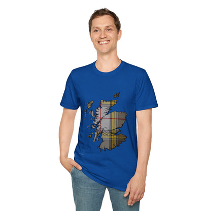 Scotland Tartan Map Softstyle Unisex T-Shirt - Buchanan Dress Tartan Tee