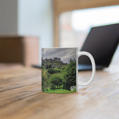 Princes Street Gardens & Edinburgh Castle Photo Mug, Coffee Cup, Tea Cup, Scotland, White