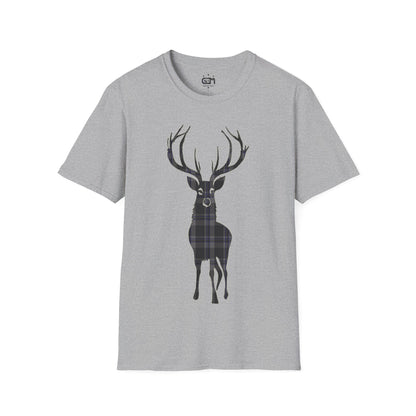 Tartan Stag Softstyle T-Shirt - Hood Tartan, Unisex Tee, Scottish Scenery, Various Colours