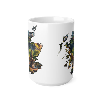 Edinburgh Castle with Fountain Scotland Map Mug, Coffee Cup, Tea Cup, Scottish Art, Scottish Landmark, Scenery, Nature, White