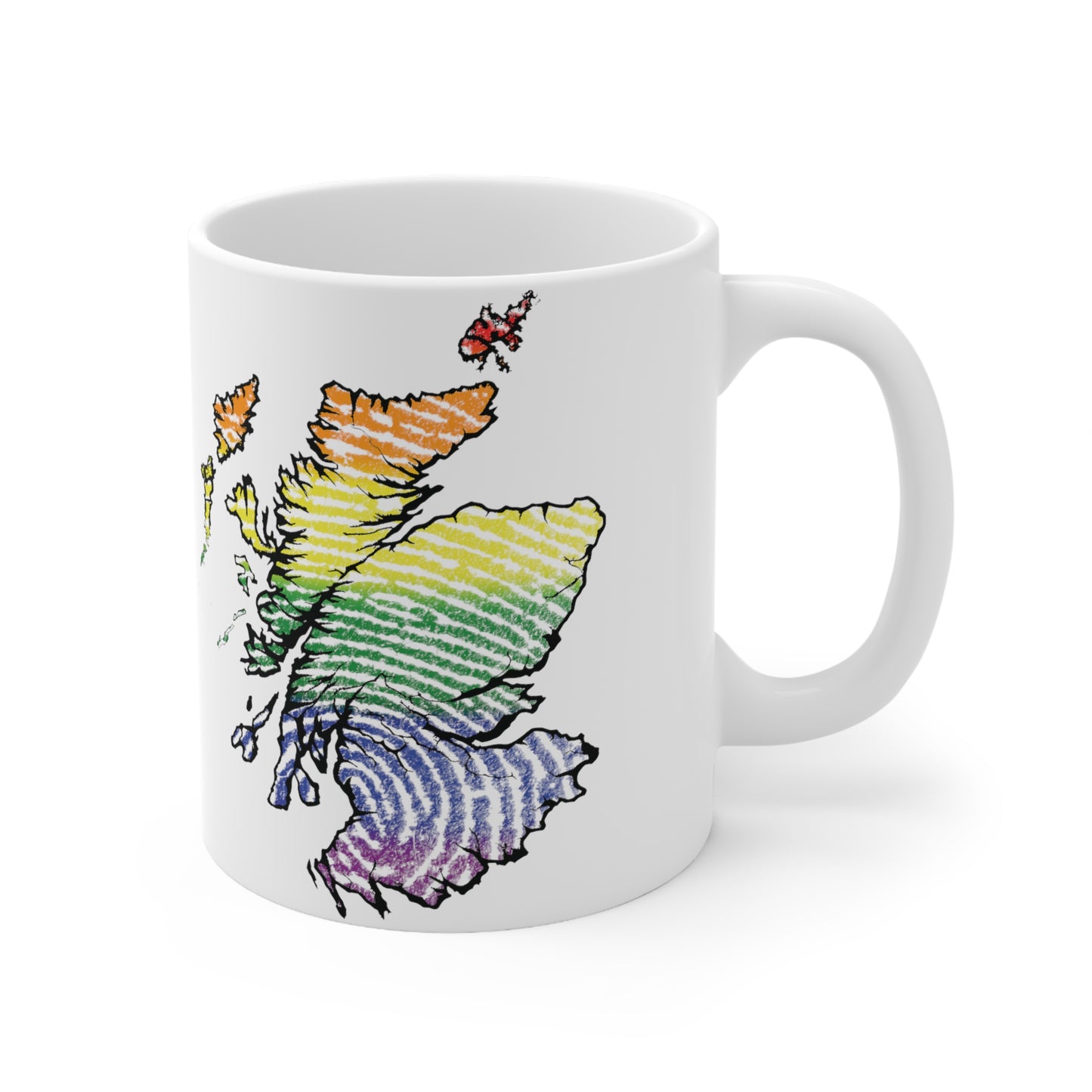 Scotland Map Pride Fingerprint Mug, White