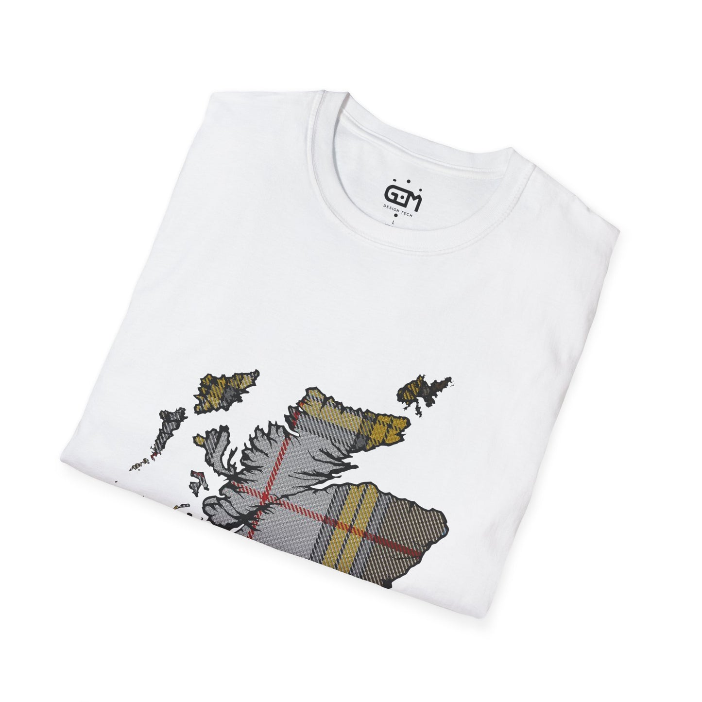 Scotland Tartan Map Softstyle Unisex T-Shirt - Buchanan Dress Tartan Tee