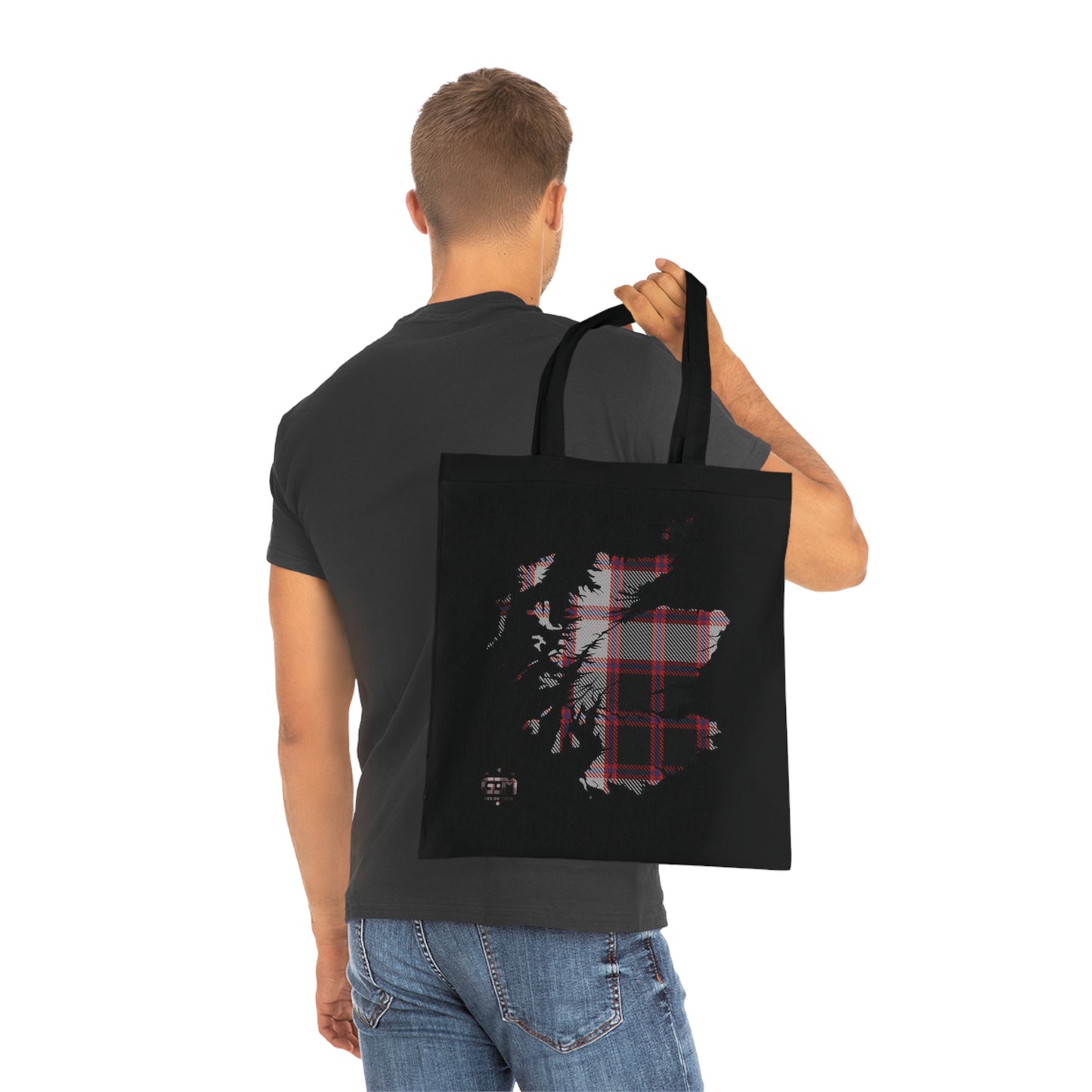 Reversible Scotland Tartan Map Cotton Tote Bag - MacPherson Tartan