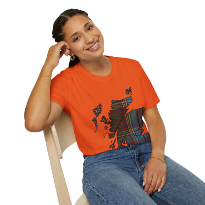 Scotland Tartan Map Softstyle Unisex T-Shirt, Anderson Tartan, Various Colours