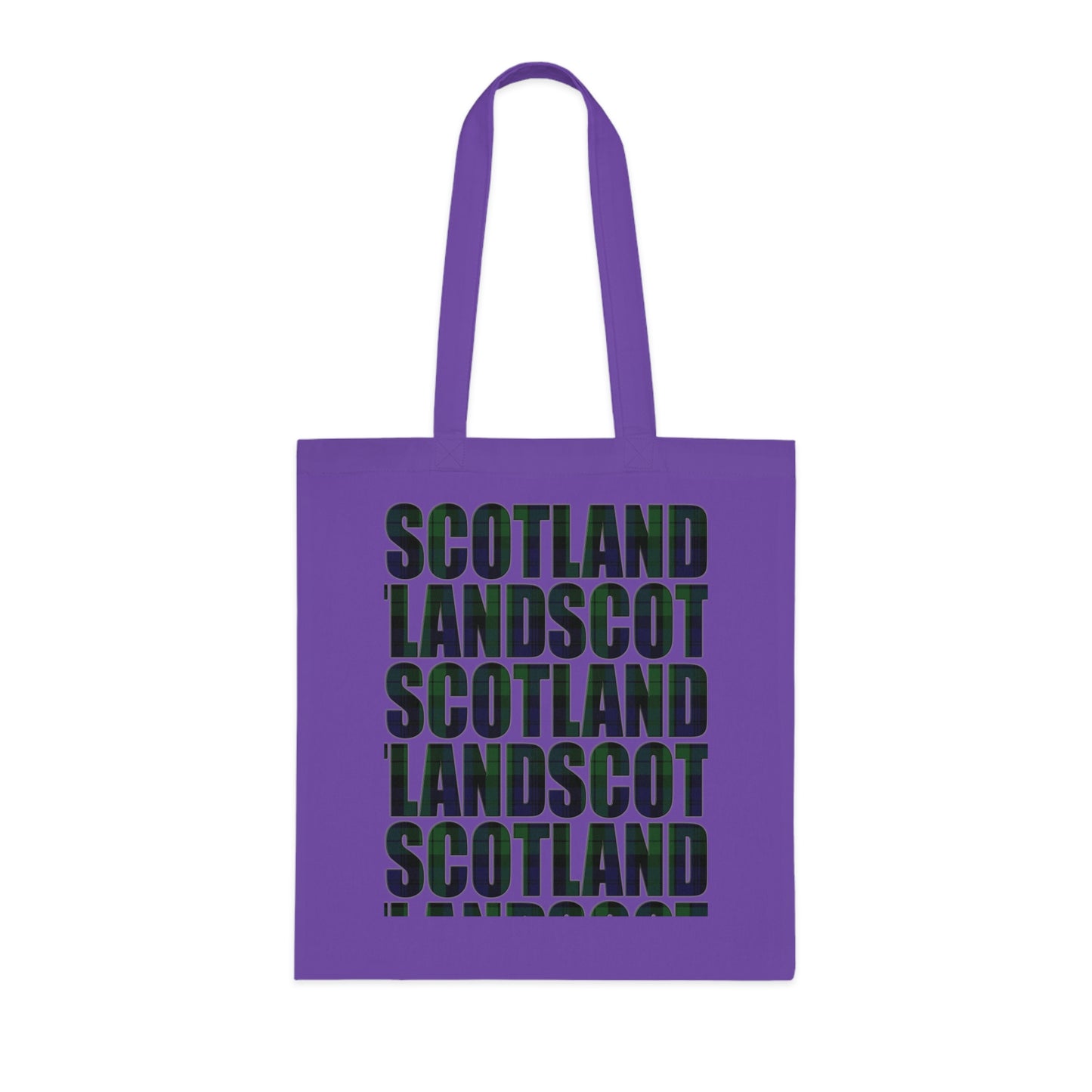 Reversible Scotland Tartan Map Cotton Tote Bag - Black Watch Tartan