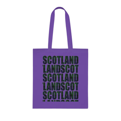 Reversible Scotland Tartan Map Cotton Tote Bag - Black Watch Tartan