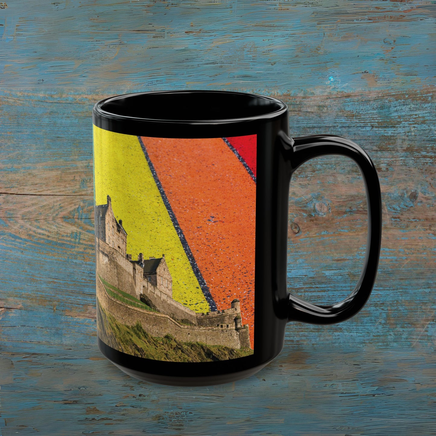 Edinburgh Castle Pride Road Sky Photo Mug, Black