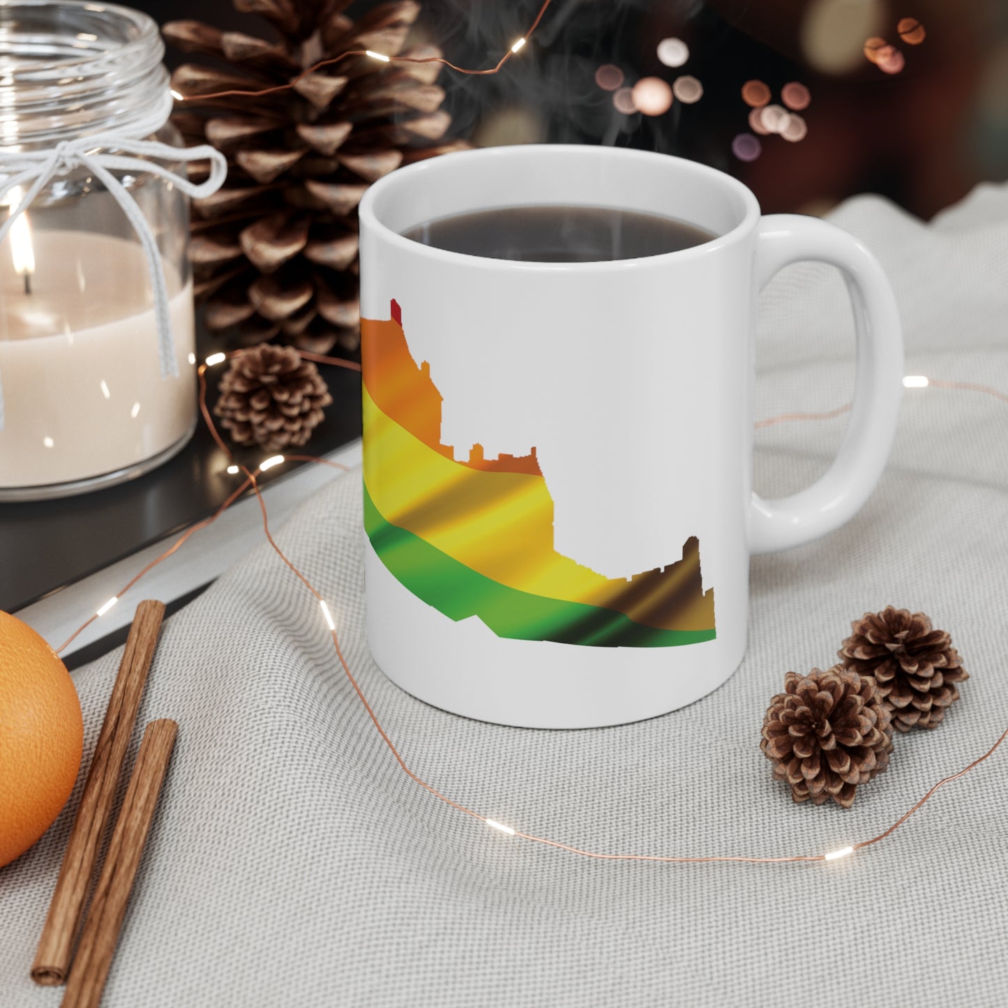 Edinburgh Castle Pride Flag Art Mug, White