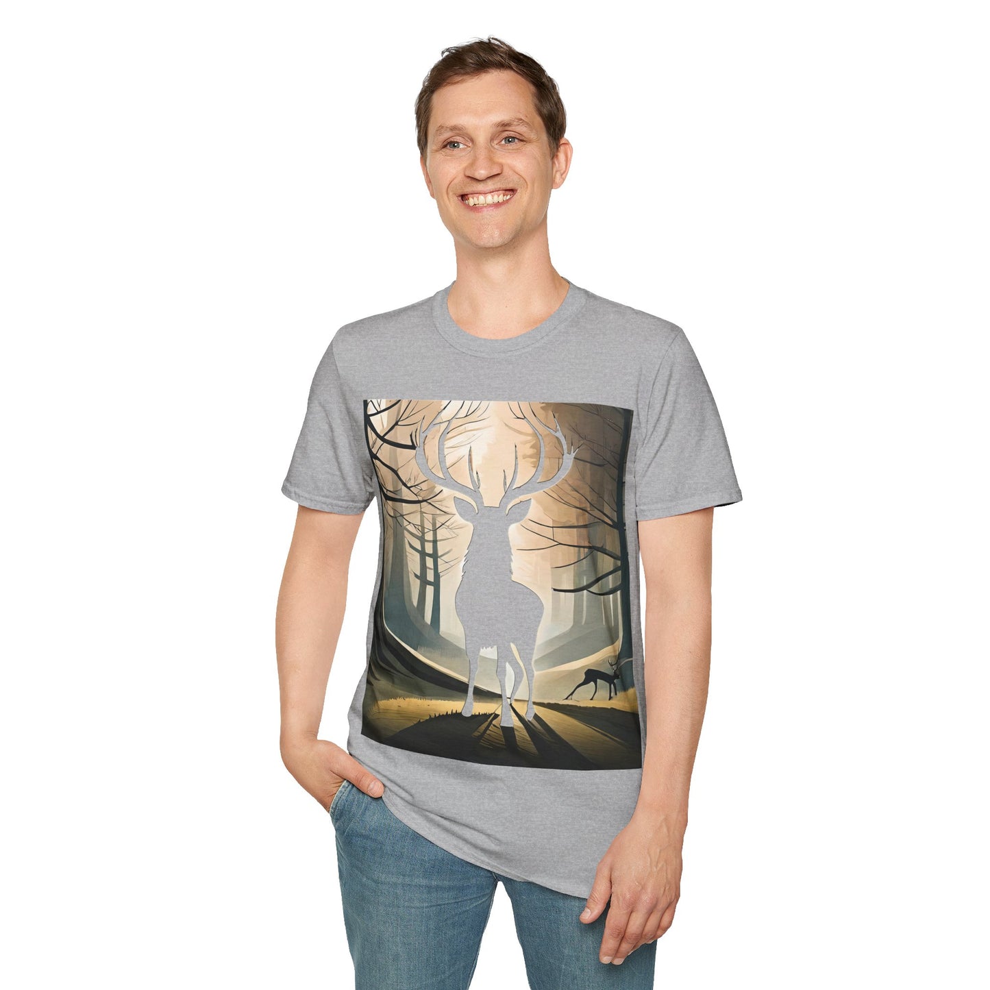 Stag Silhouette Softstyle T-Shirt, Unisex Tee, Scottish Scenery, Various Colours