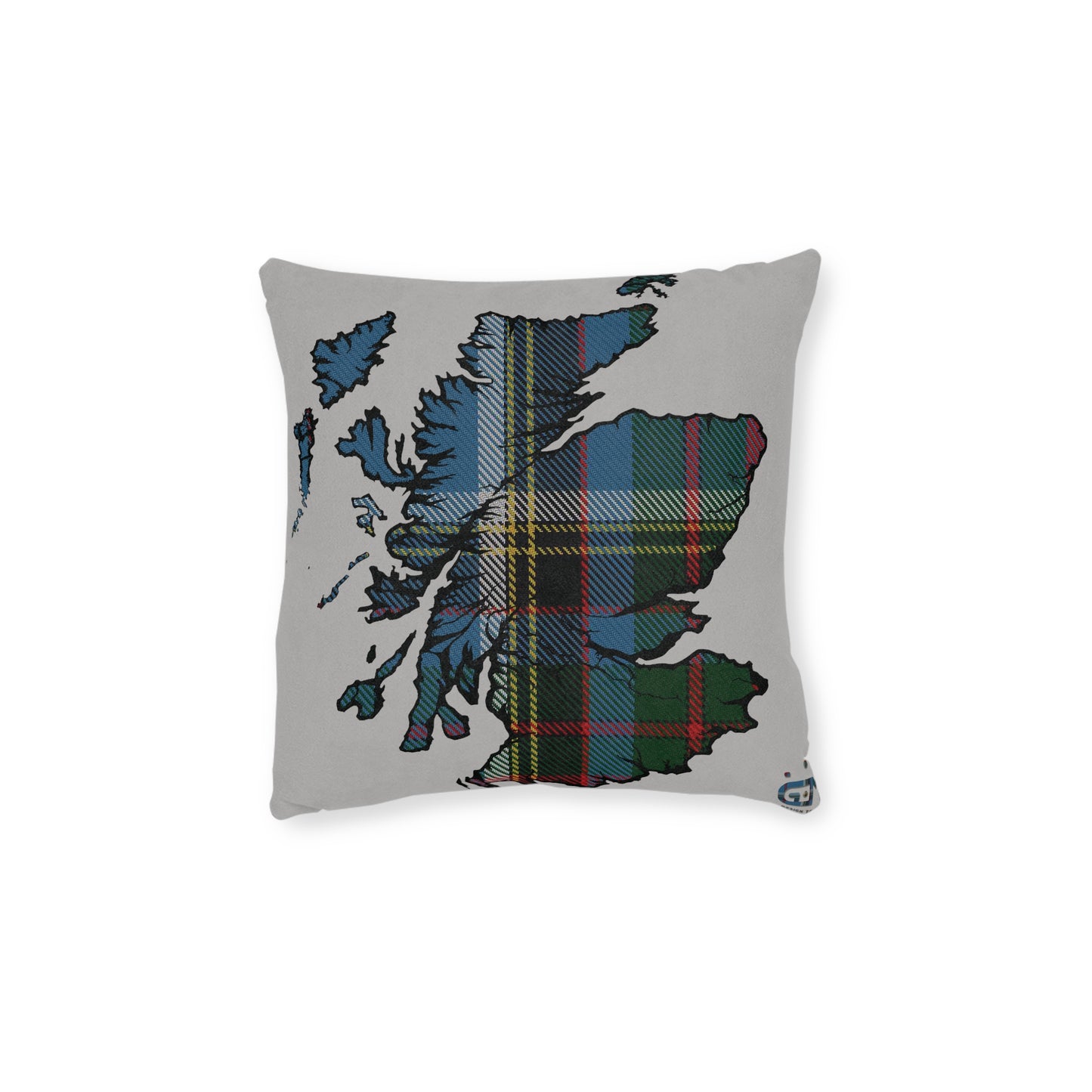 Reversible Square Cushion : Stag / Scotland Map - Anderson Old Tartan, Various Sizes